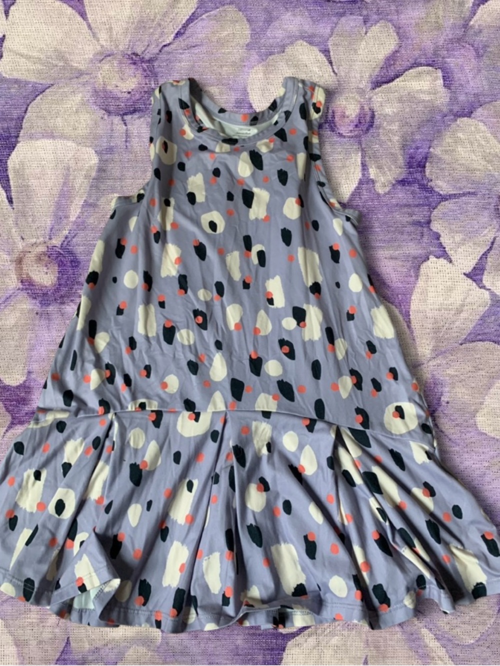 Hannah Andersson Girls Lavender Polka Dot Ruffle Dress